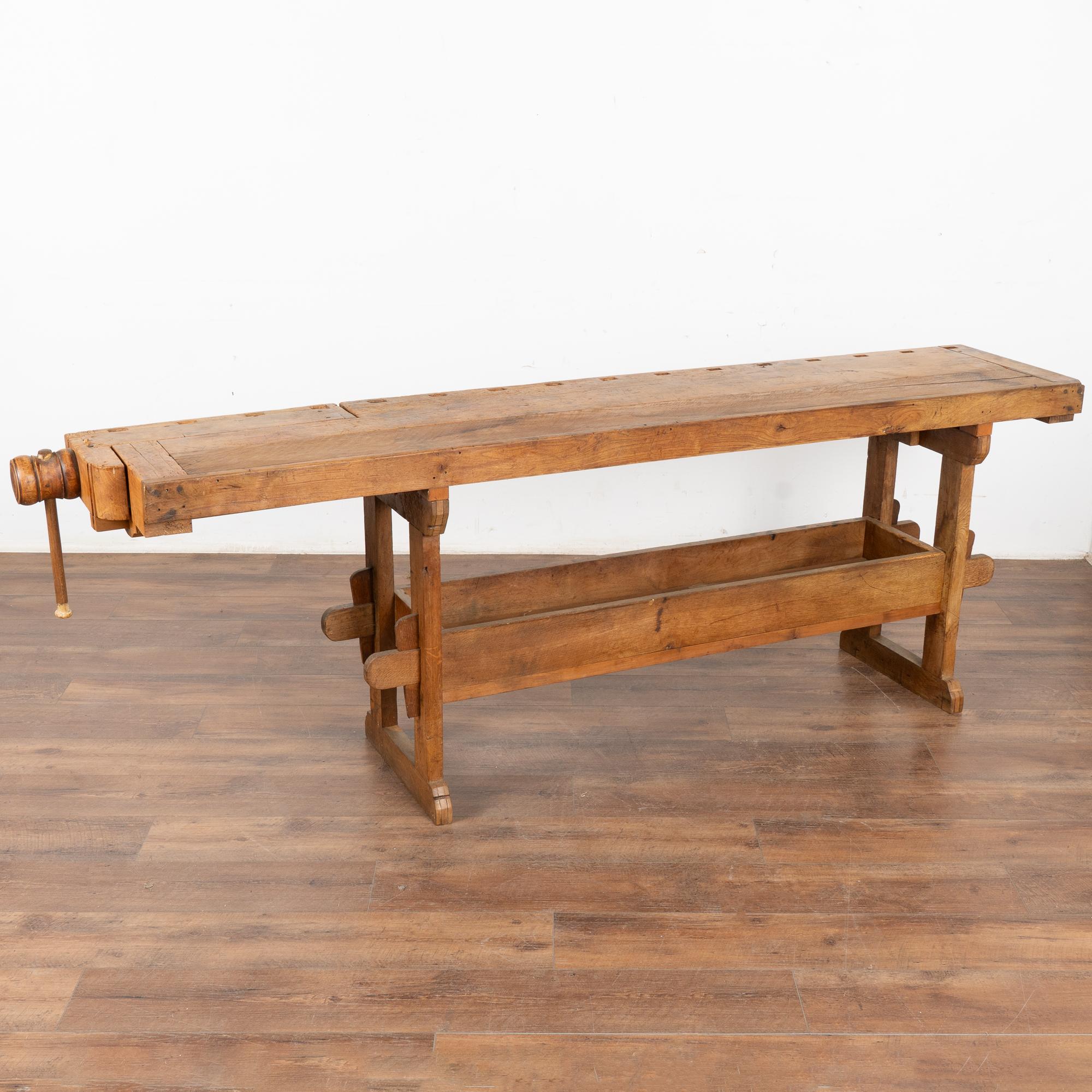 Narrow Carpenter's Workbench Rustic Console Table, circa 1890 5