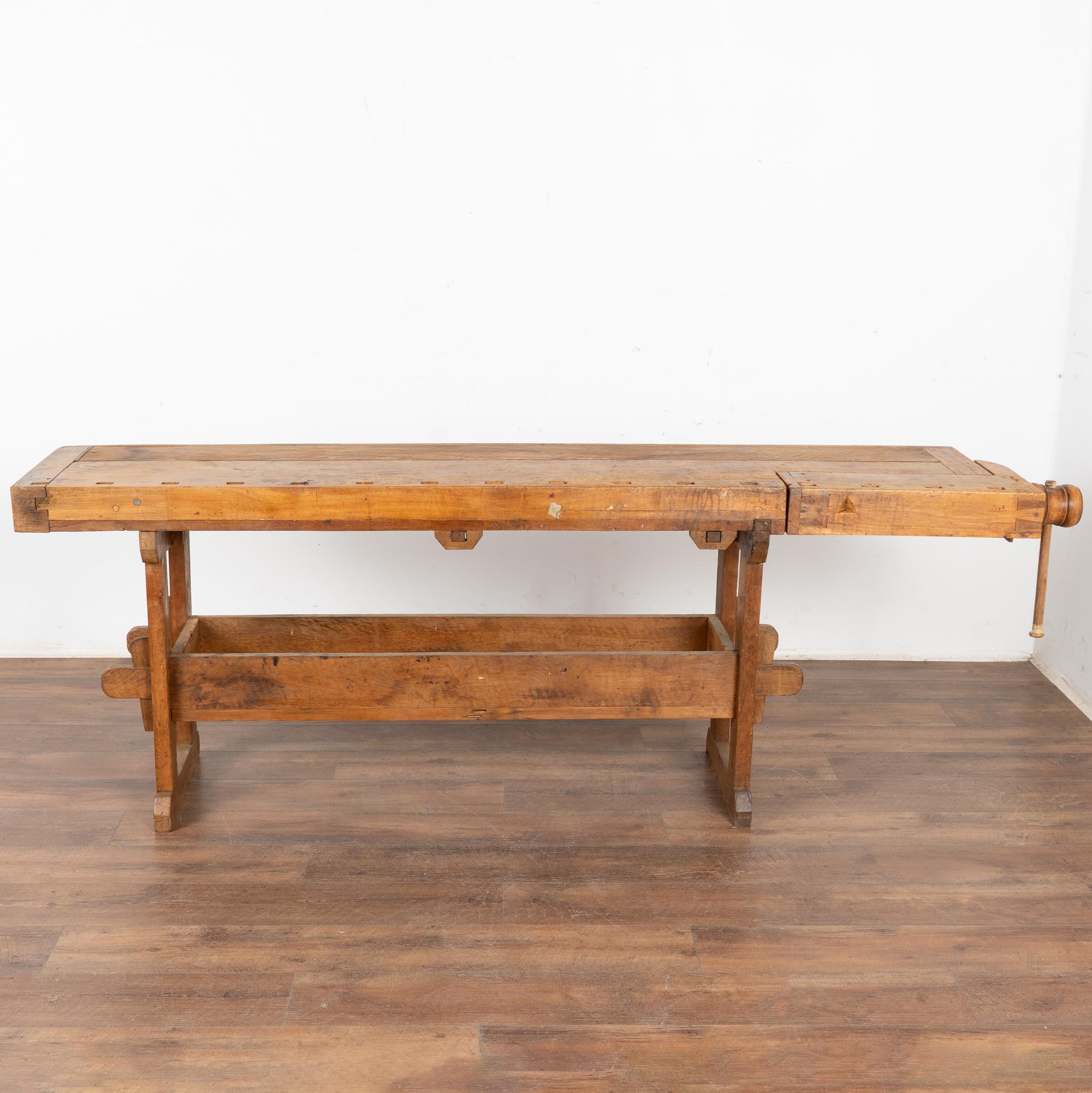 Danish Narrow Carpenter's Workbench Rustic Console Table, circa 1890