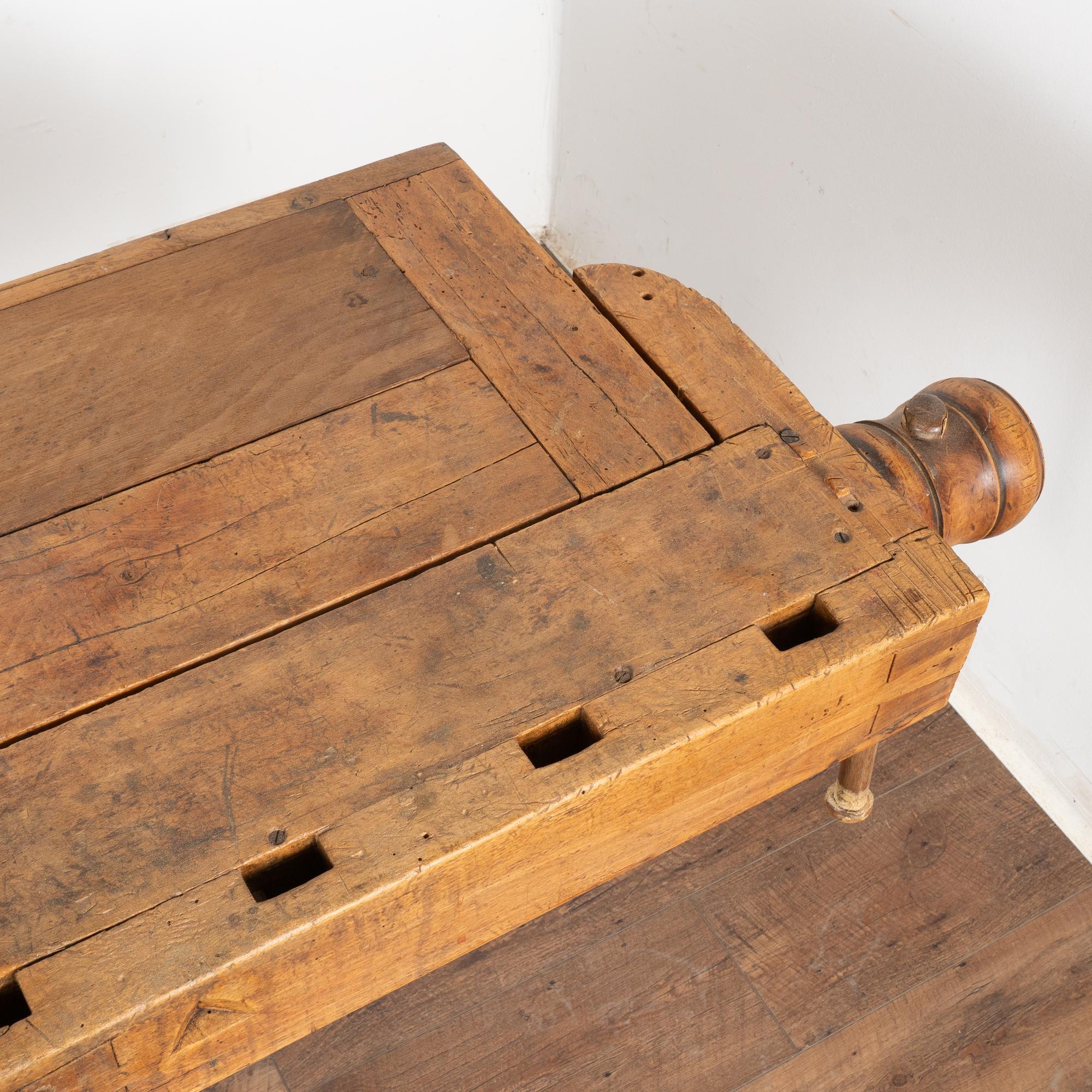 Narrow Carpenter's Workbench Rustic Console Table, circa 1890 2
