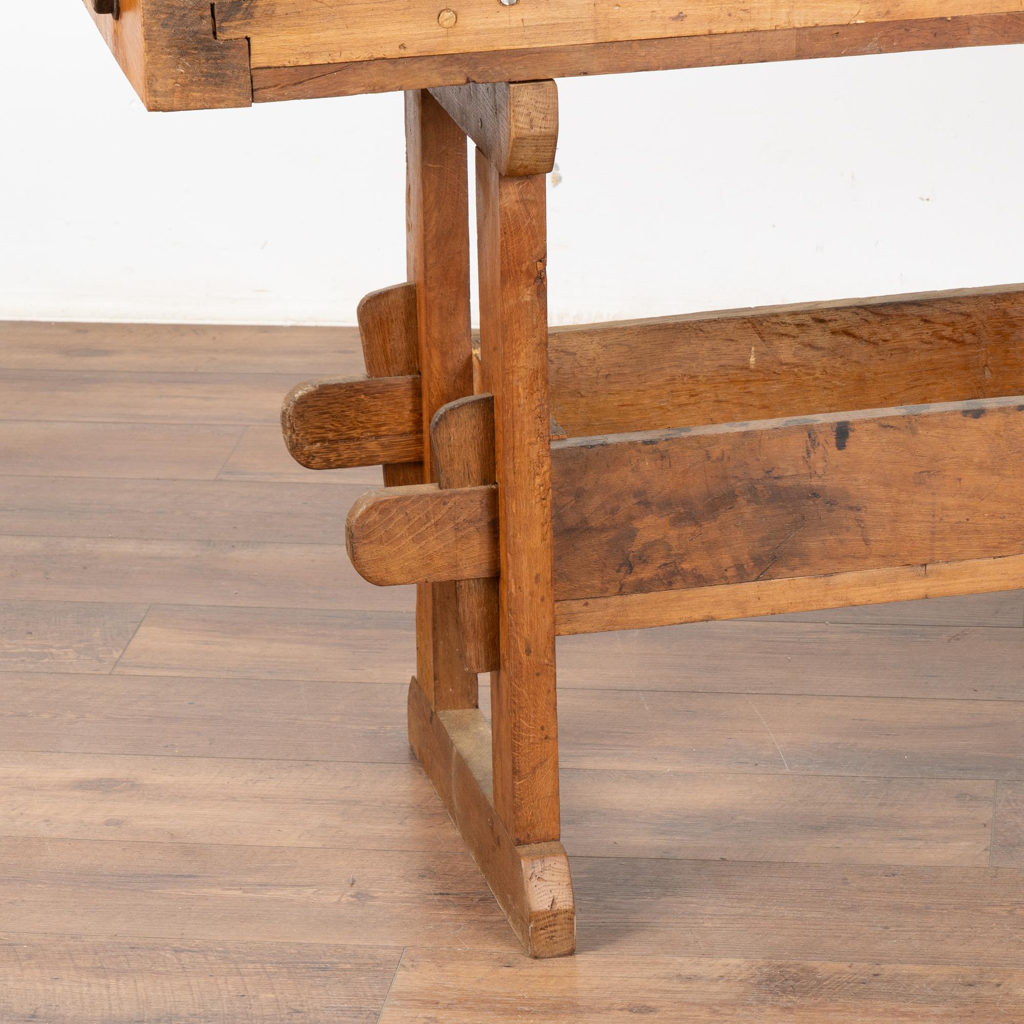 Narrow Carpenter's Workbench Rustic Console Table, circa 1890 3