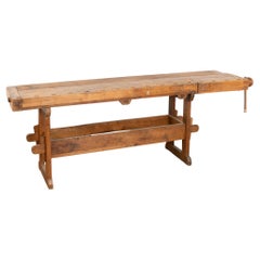 Narrow Carpenter
s Workbench Rustic Console Table, circa 1890