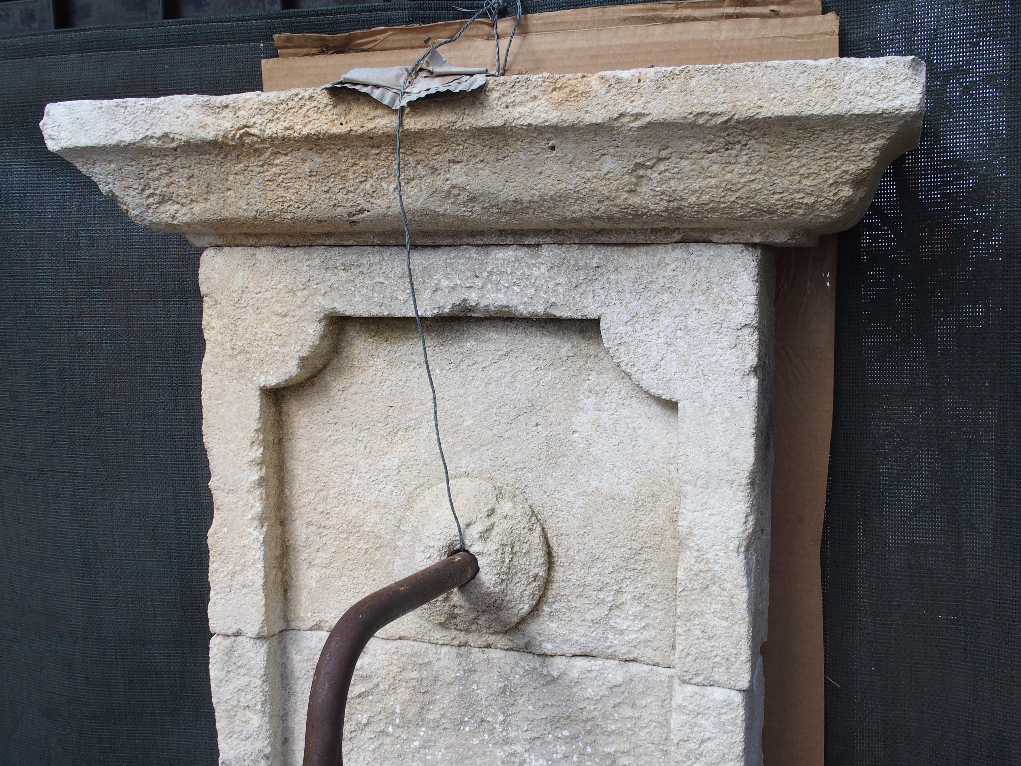 Narrow Carved Limestone Wall Fountain from France 2
