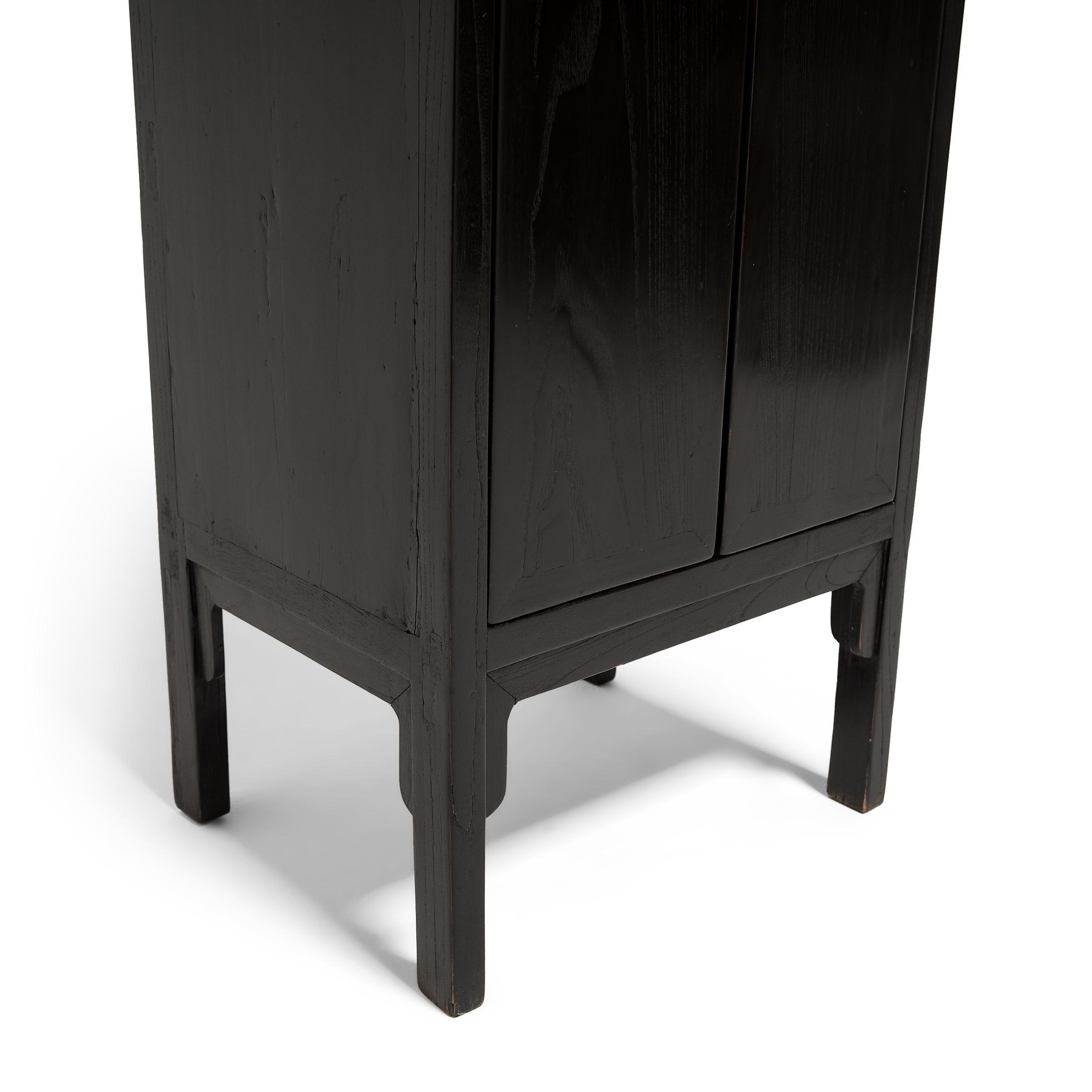 Narrow Chinese Black Lacquer Cabinet 1