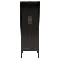 Narrow Chinese Black Lacquer Cabinet