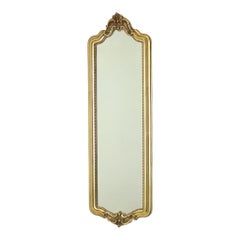 Schmaler klassischer Vintage-Spiegel, Barockstil, Gold, 72 cm