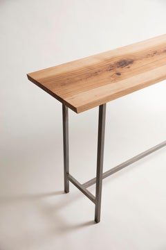 Narrow Console Table in Solid Wood and Modern Steel Base by Alabama Sawyer