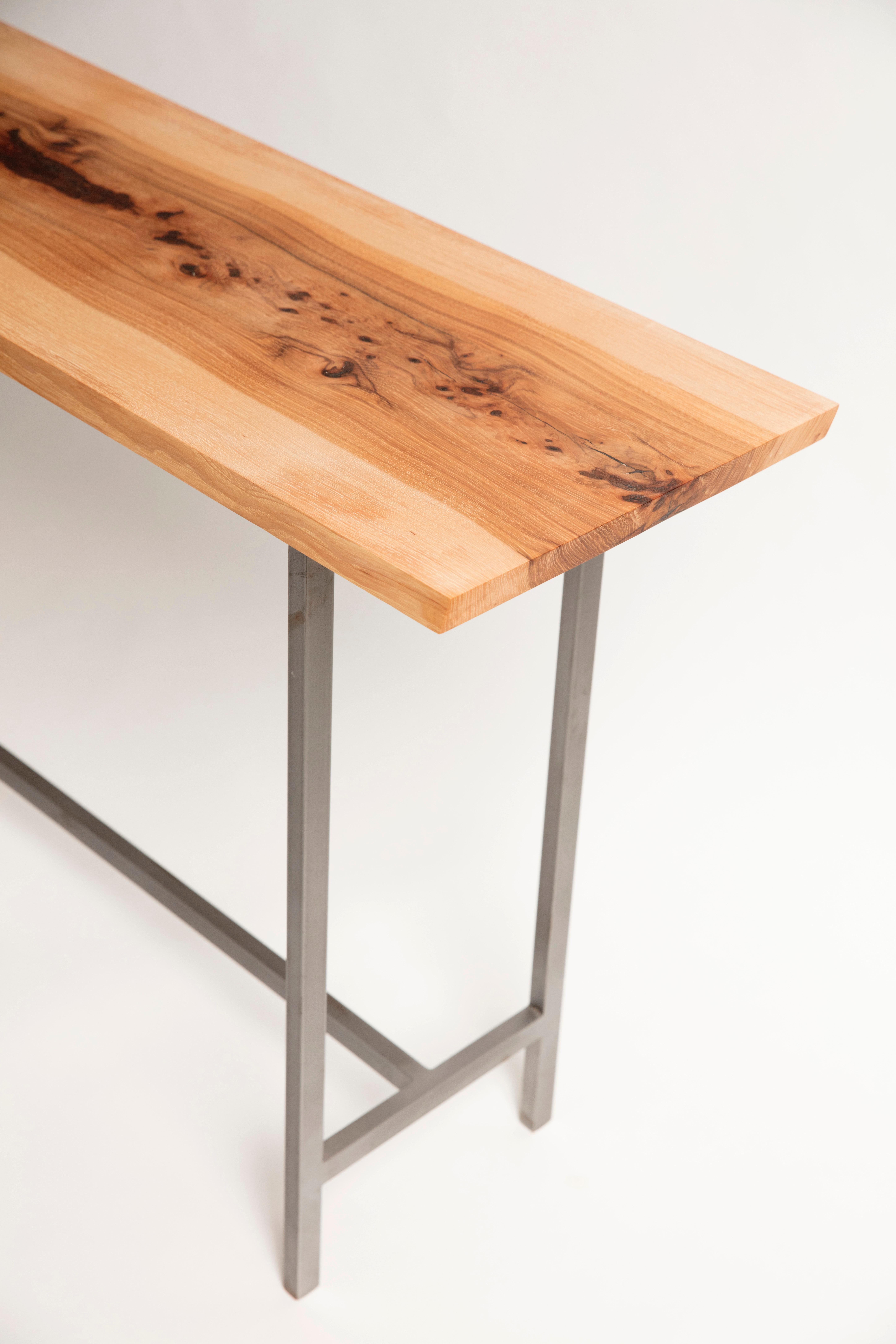 wood and steel console table