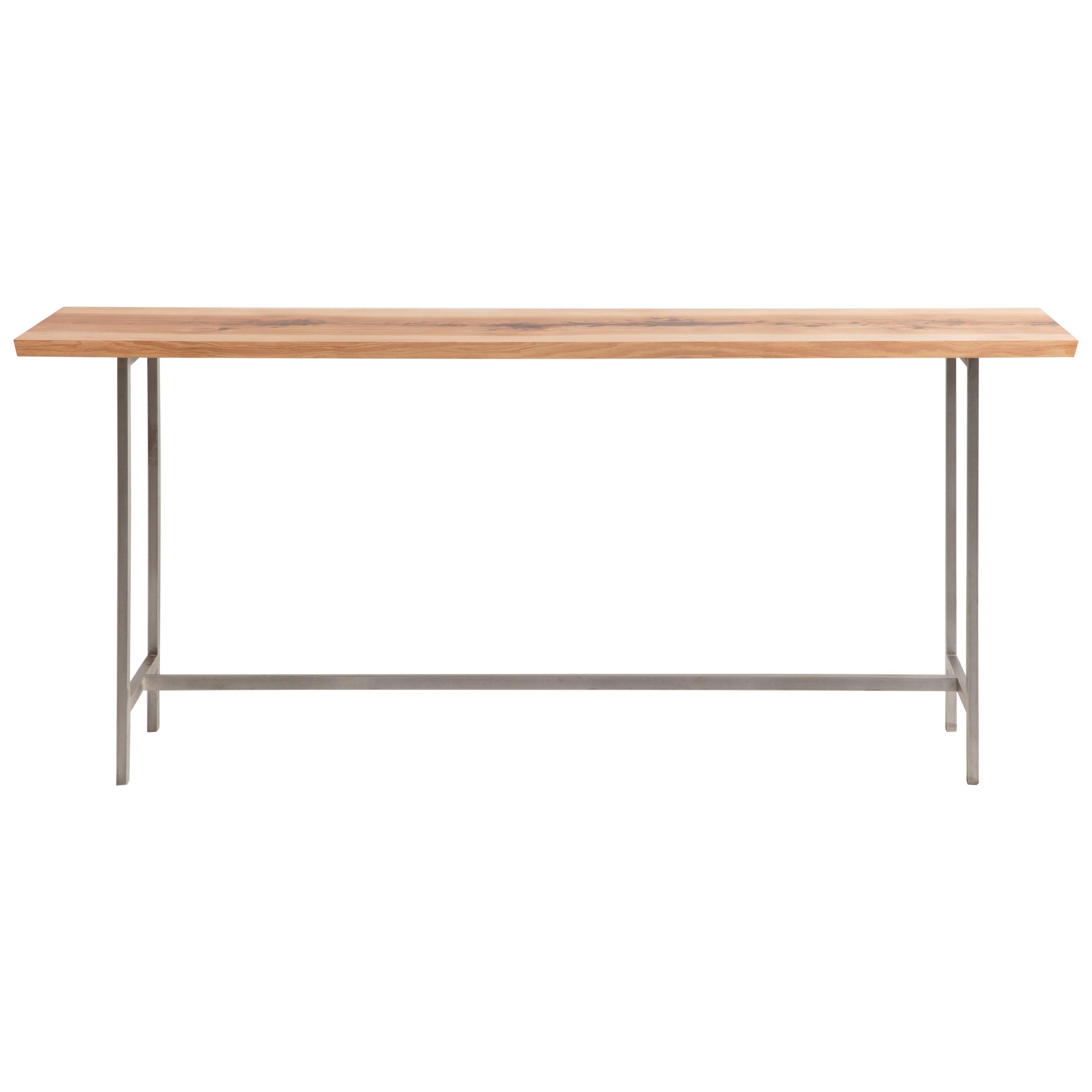 Narrow Console Table in Solid Wood and Modern Steel Base by Alabama Sawyer