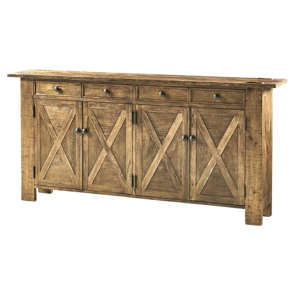 Narrow Country Credenza, Driftwood For Sale