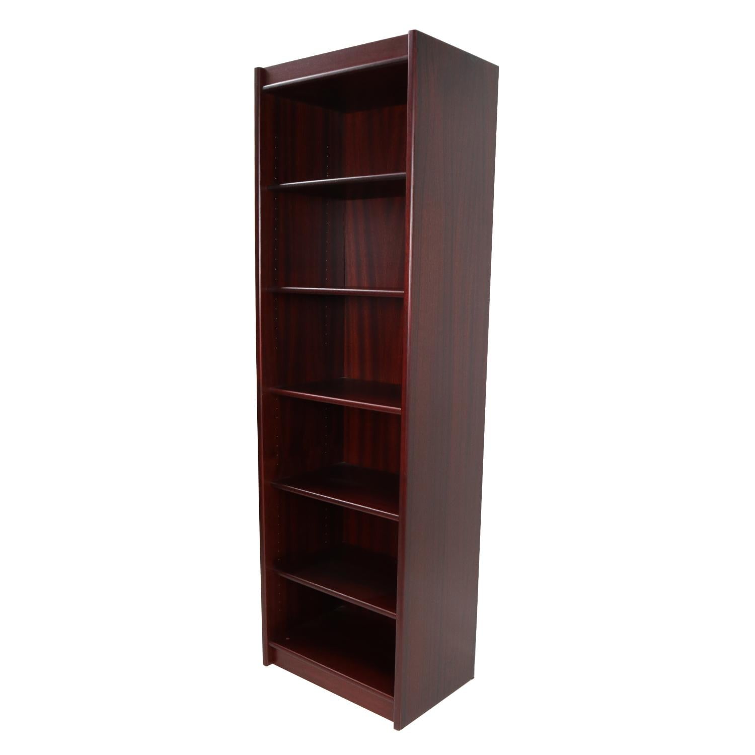 Scandinavian Modern Narrow Danish Modern Rosewood Bookcase with Adjustable Shelves
