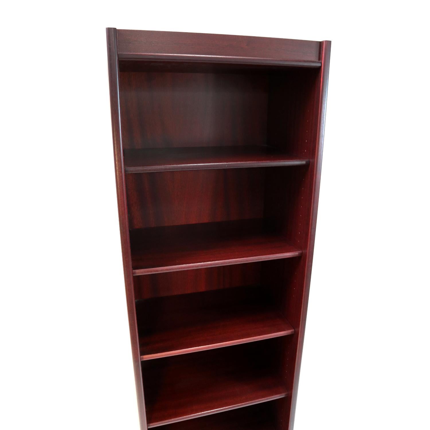 Narrow Danish Modern Rosewood Bookcase with Adjustable Shelves In Good Condition In Chattanooga, TN