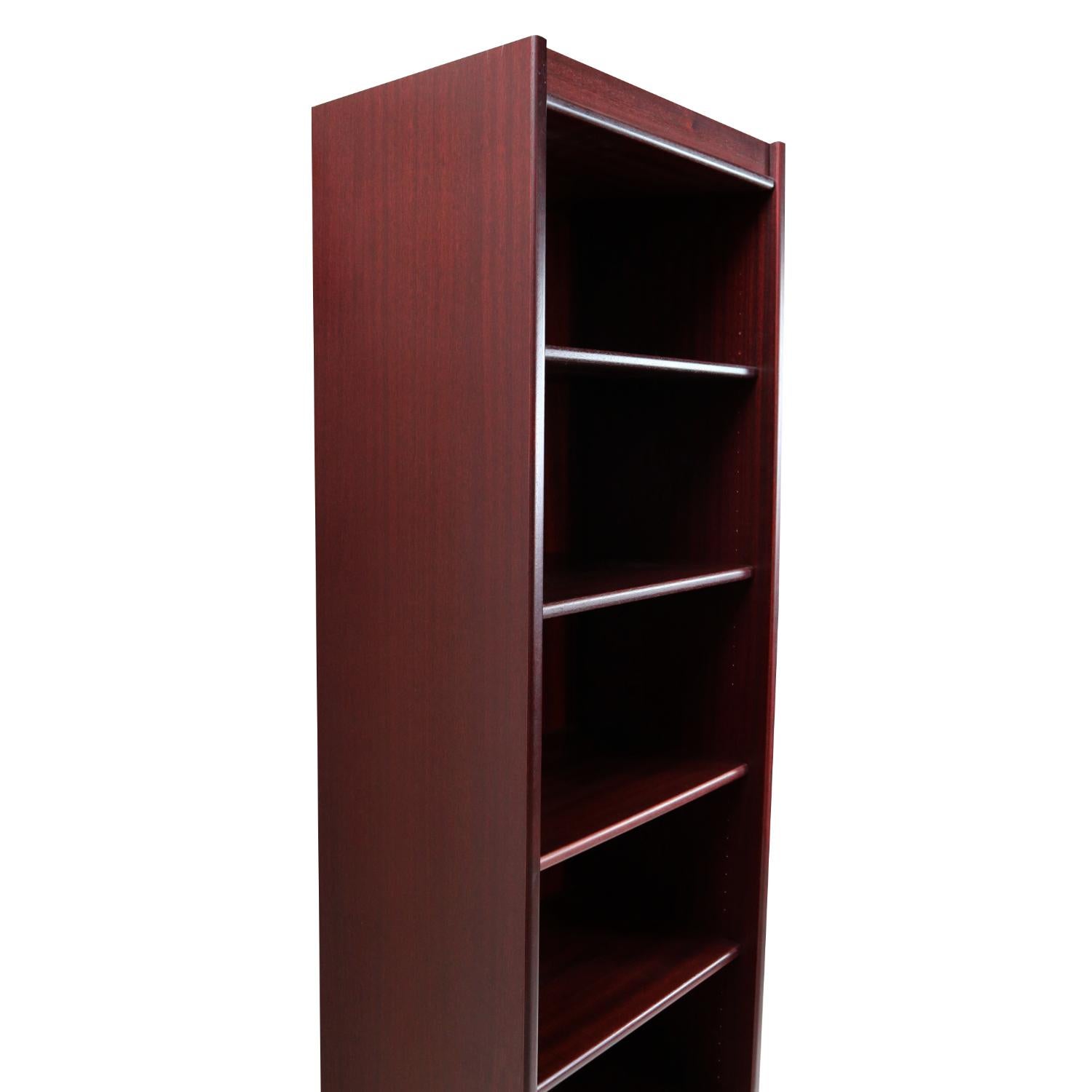 Late 20th Century Narrow Danish Modern Rosewood Bookcase with Adjustable Shelves