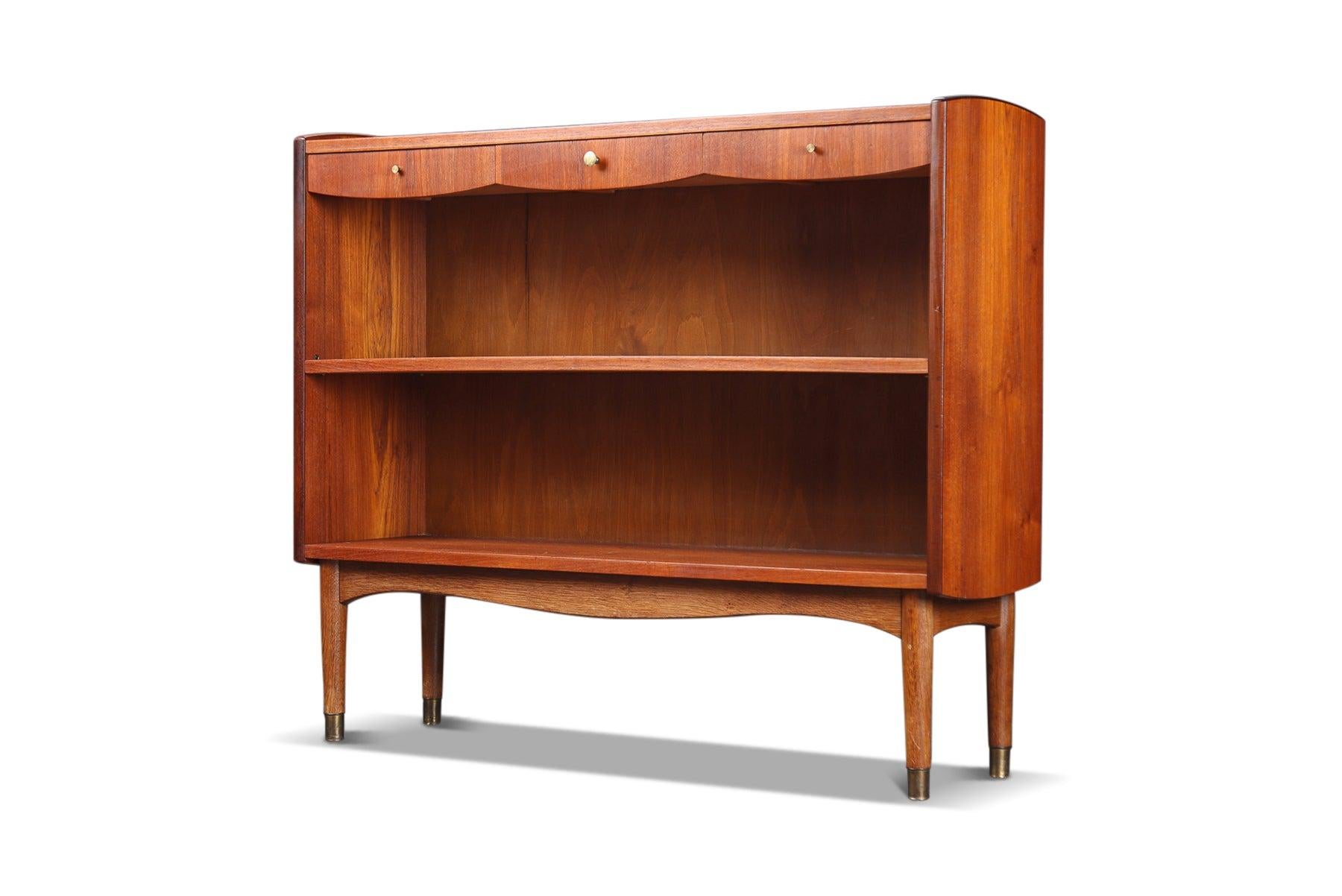 Other Narrow Danish Teak Bookcase with Dipped Drawers