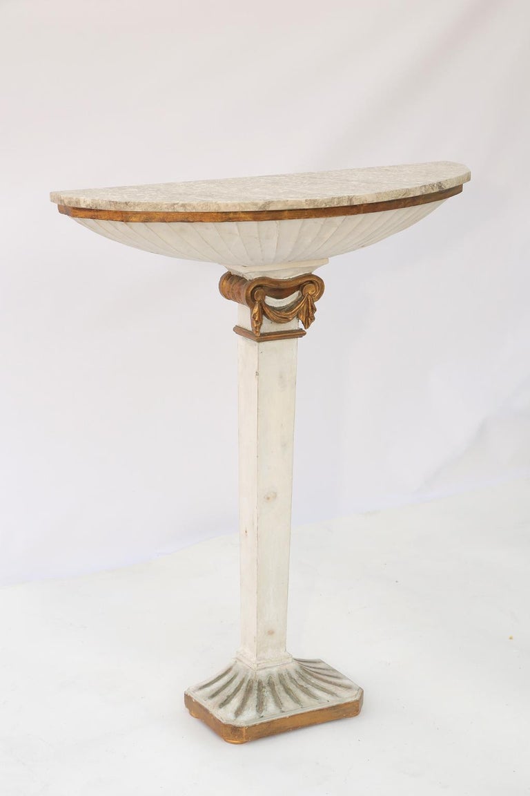 Narrow Demilune Pedestal Console Table by Palladio at 1stDibs