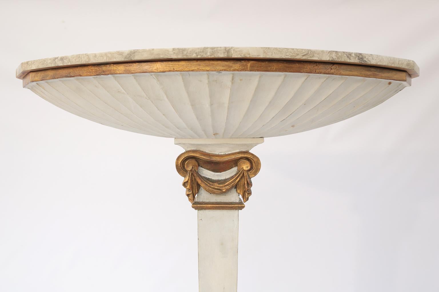 Hollywood Regency Narrow Demilune Pedestal Console Table by Palladio