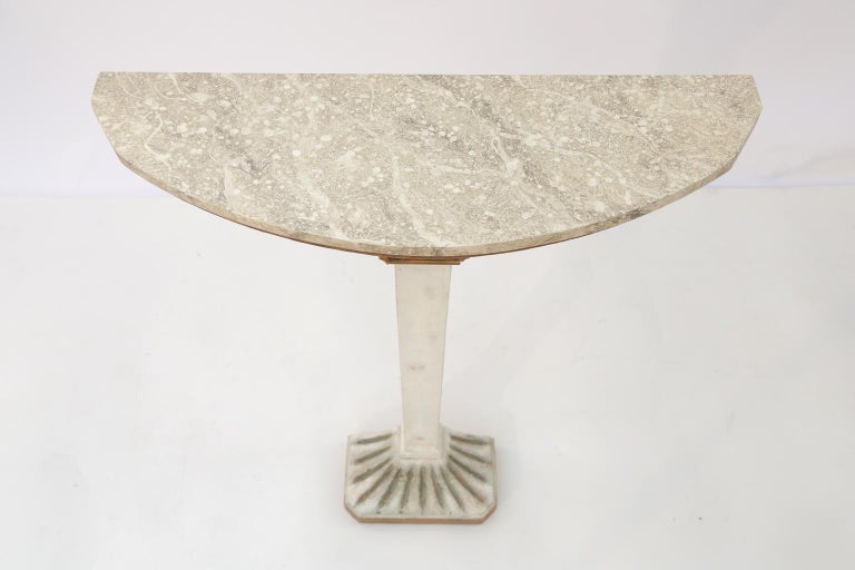 Narrow Demilune Pedestal Console Table by Palladio at 1stDibs