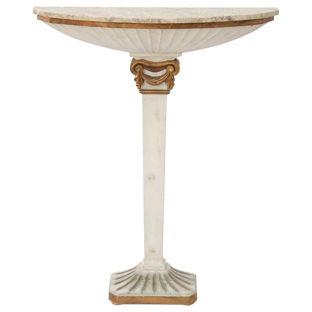 Narrow Demilune Pedestal Console Table by Palladio
