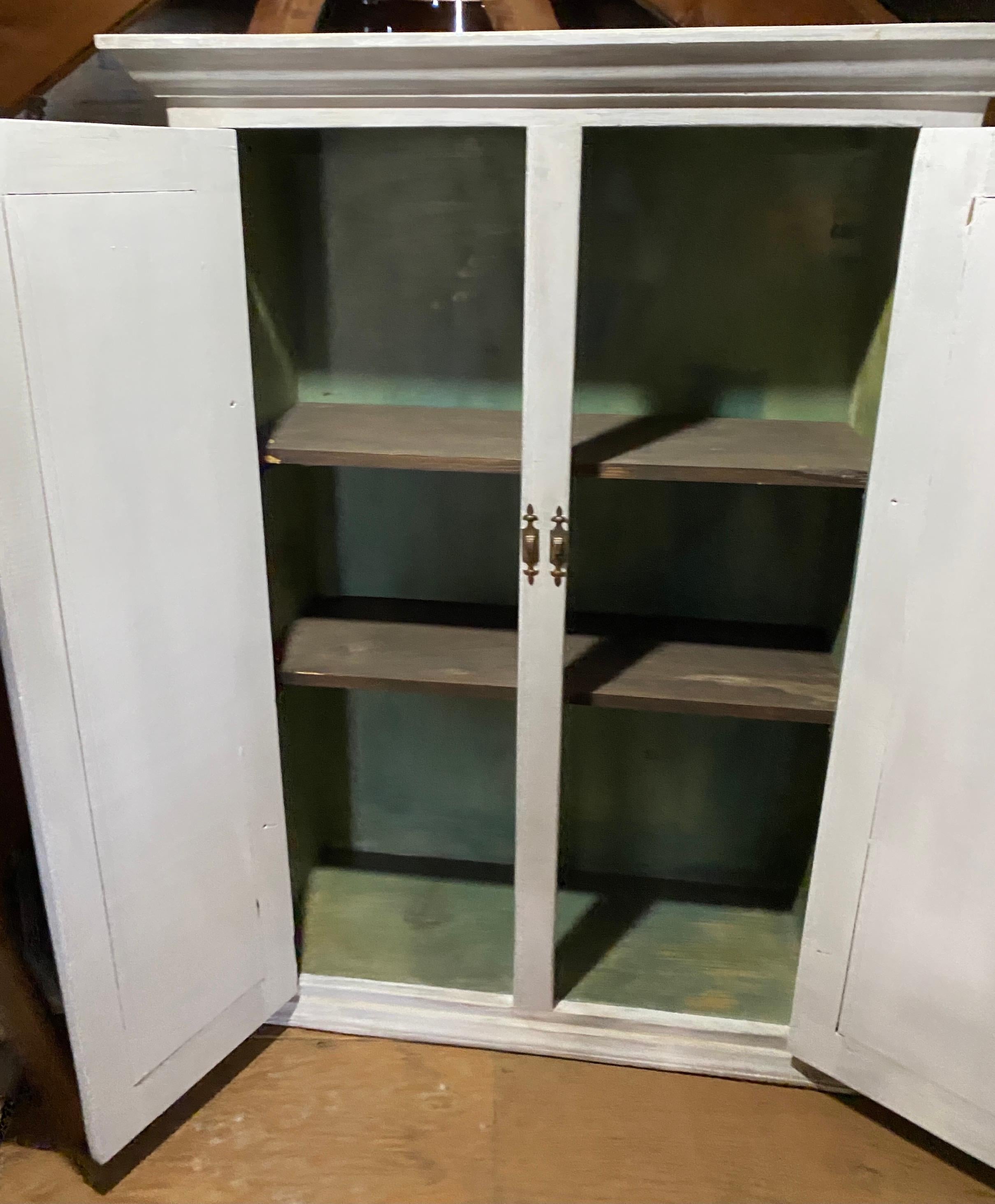 Narrow Depth Painted Country Style Cabinet For Sale 4