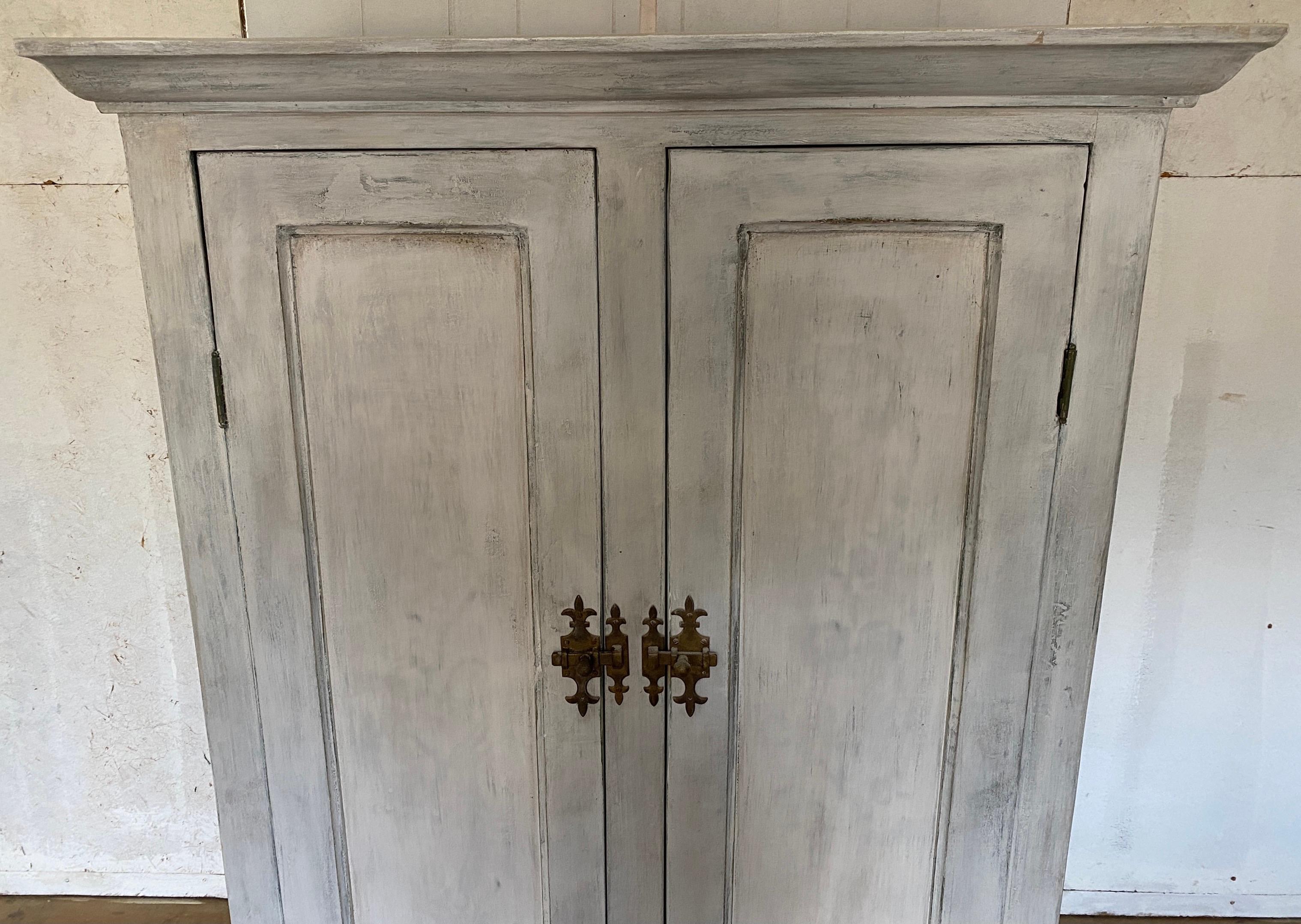 19th Century Narrow Depth Painted Country Style Cabinet For Sale