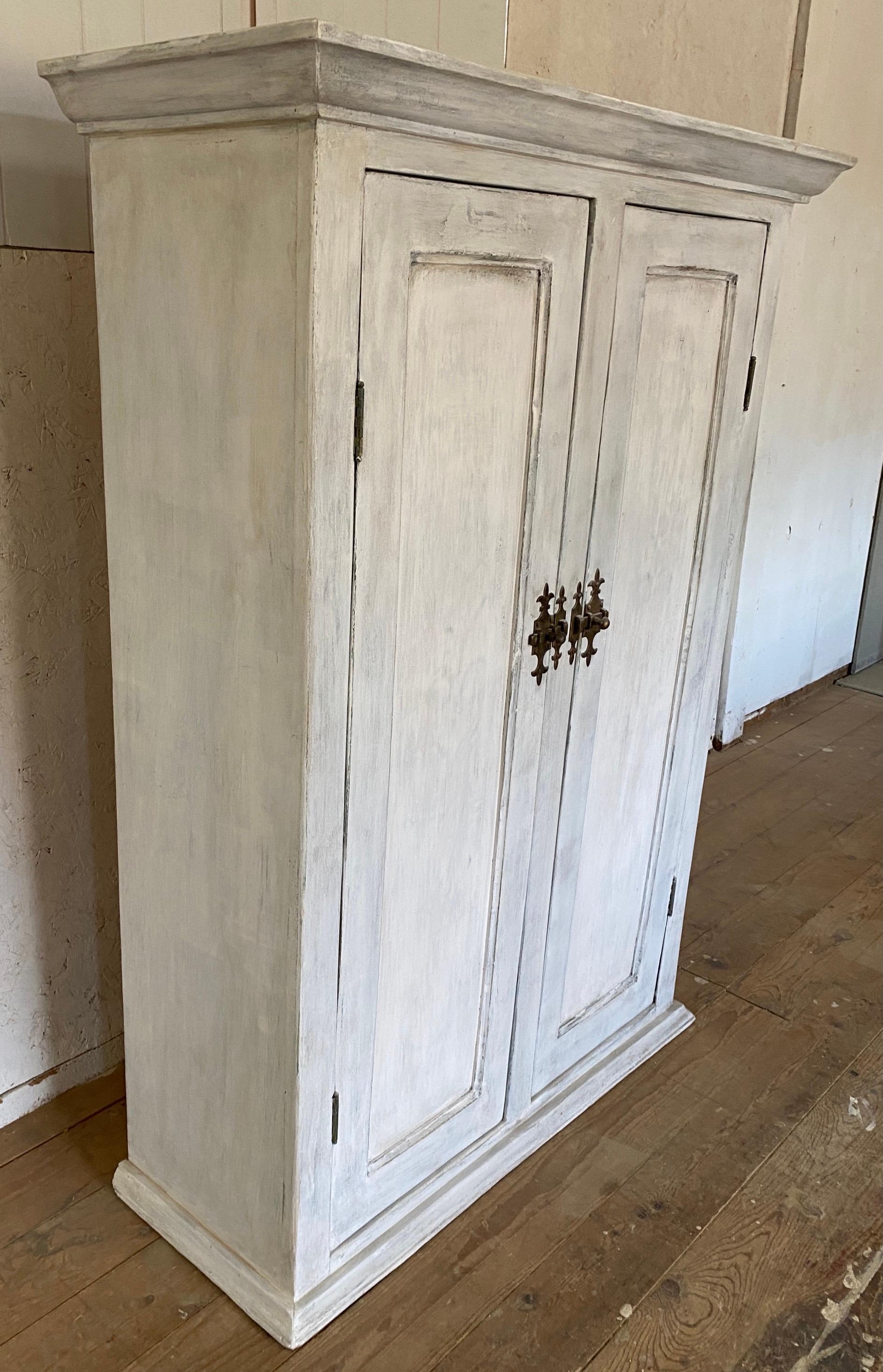 Wood Narrow Depth Painted Country Style Cabinet For Sale