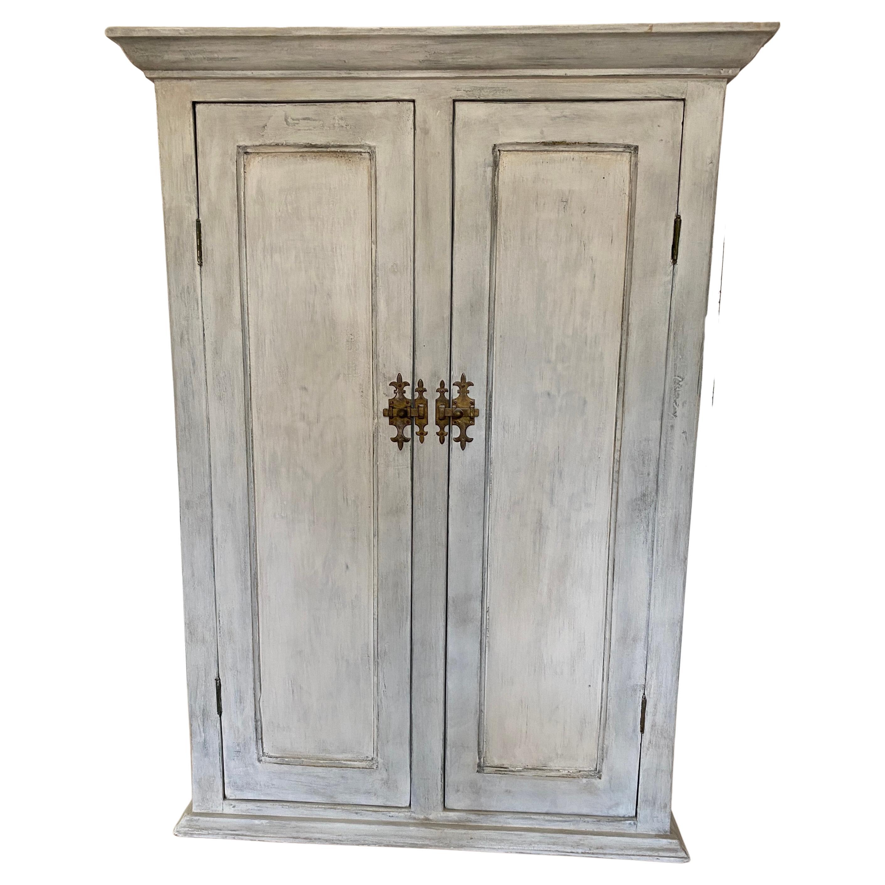 Narrow Depth Painted Country Style Cabinet For Sale