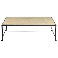 Narrow 'Diagramme' Iron and Travertine Coffee Table by Design Frères