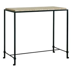 Narrow 'Diagramme' Travertine Side or End Table by Design Frères