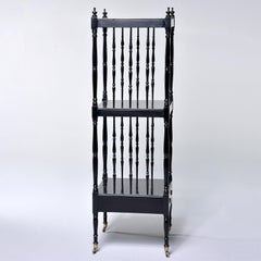 Narrow Ebonised Mahogany Etagere on Casters