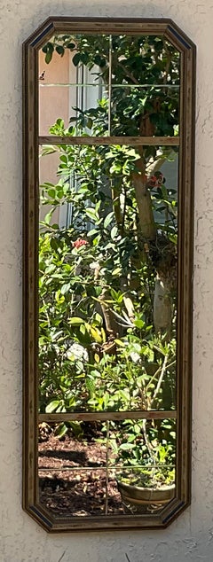 Narrow  Elegant Neoclassical Style Italian Hand Painted Mirror with Aged Glass