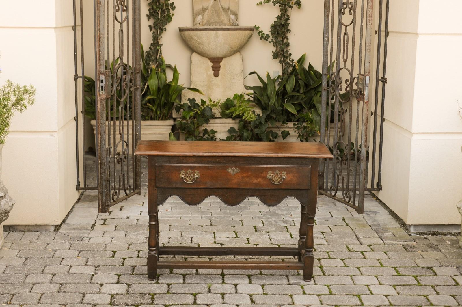 narrow oak console table