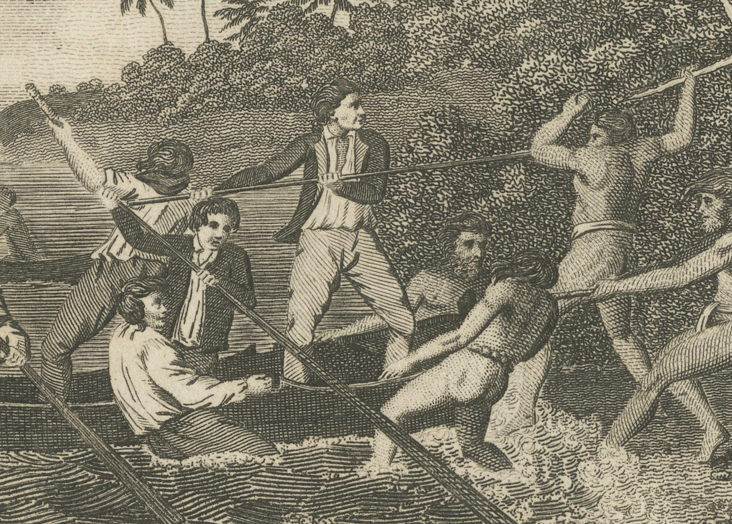 18th Century Narrow Escape: Captain Cook's Perilous Departure from Erromango, Circa 1790 For Sale