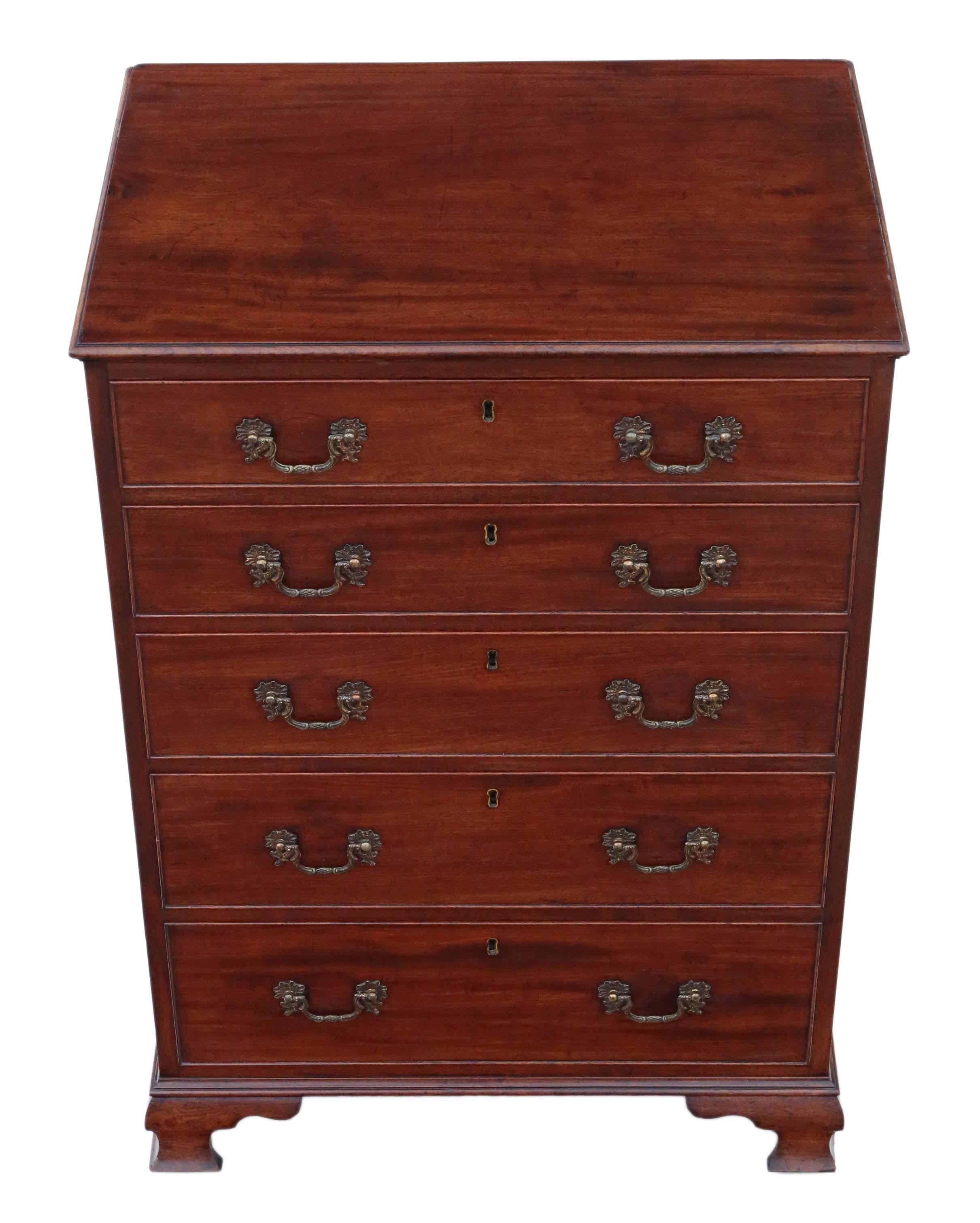 Narrow Georgian Mahogany Chest of Drawers In Good Condition In Wisbech, Cambridgeshire