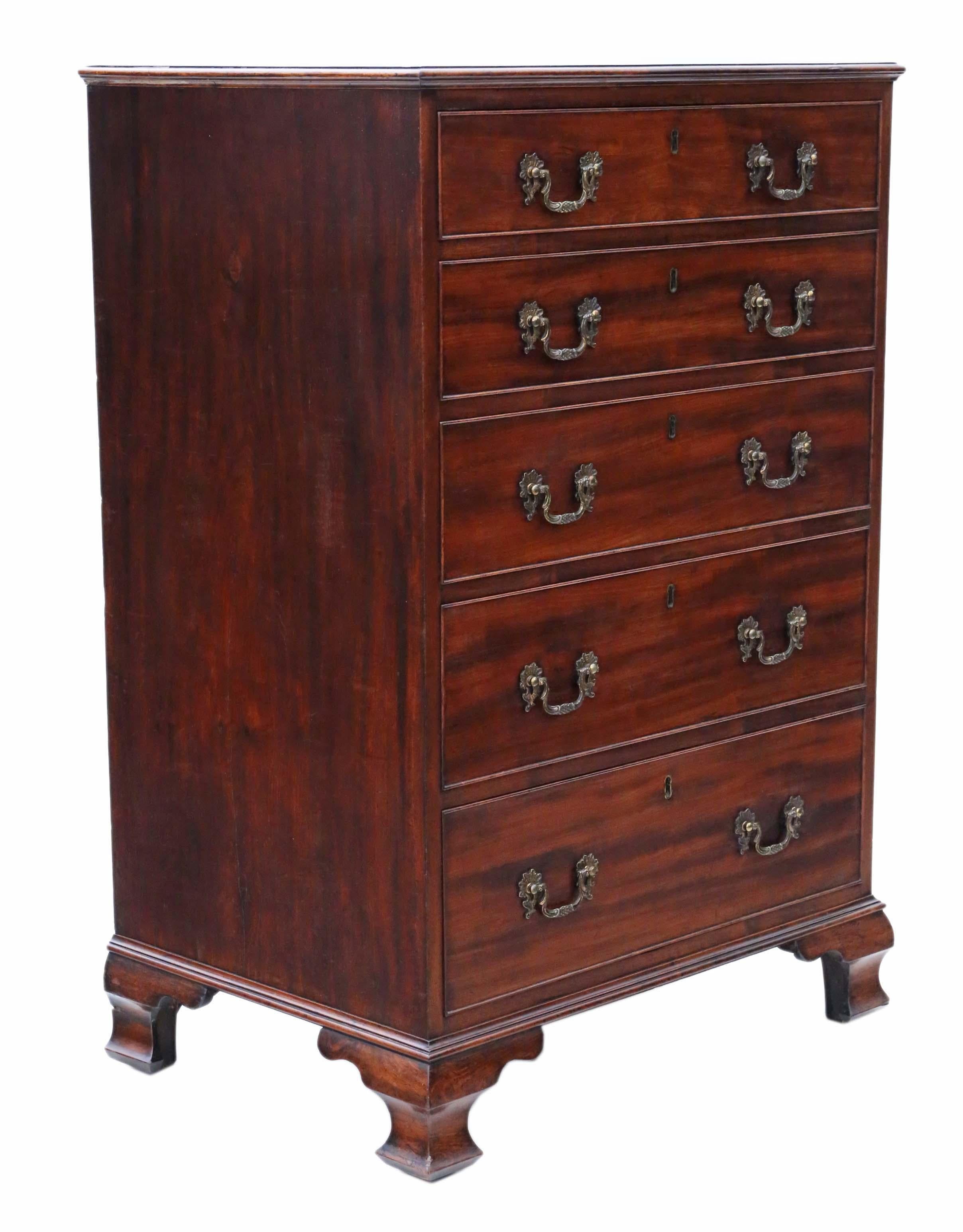 Narrow Georgian Mahogany Chest of Drawers 3