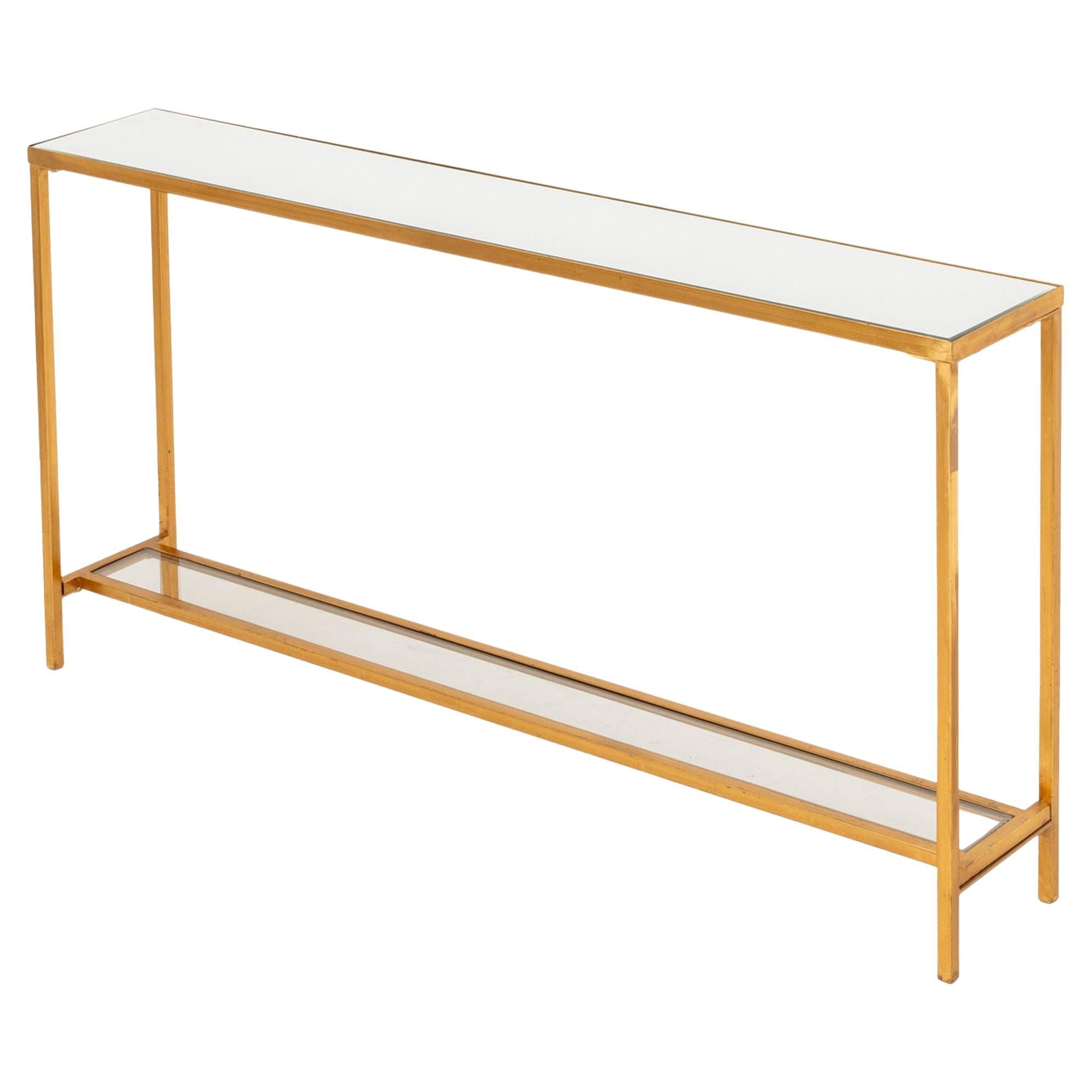 Narrow Gilded Iron Console Table