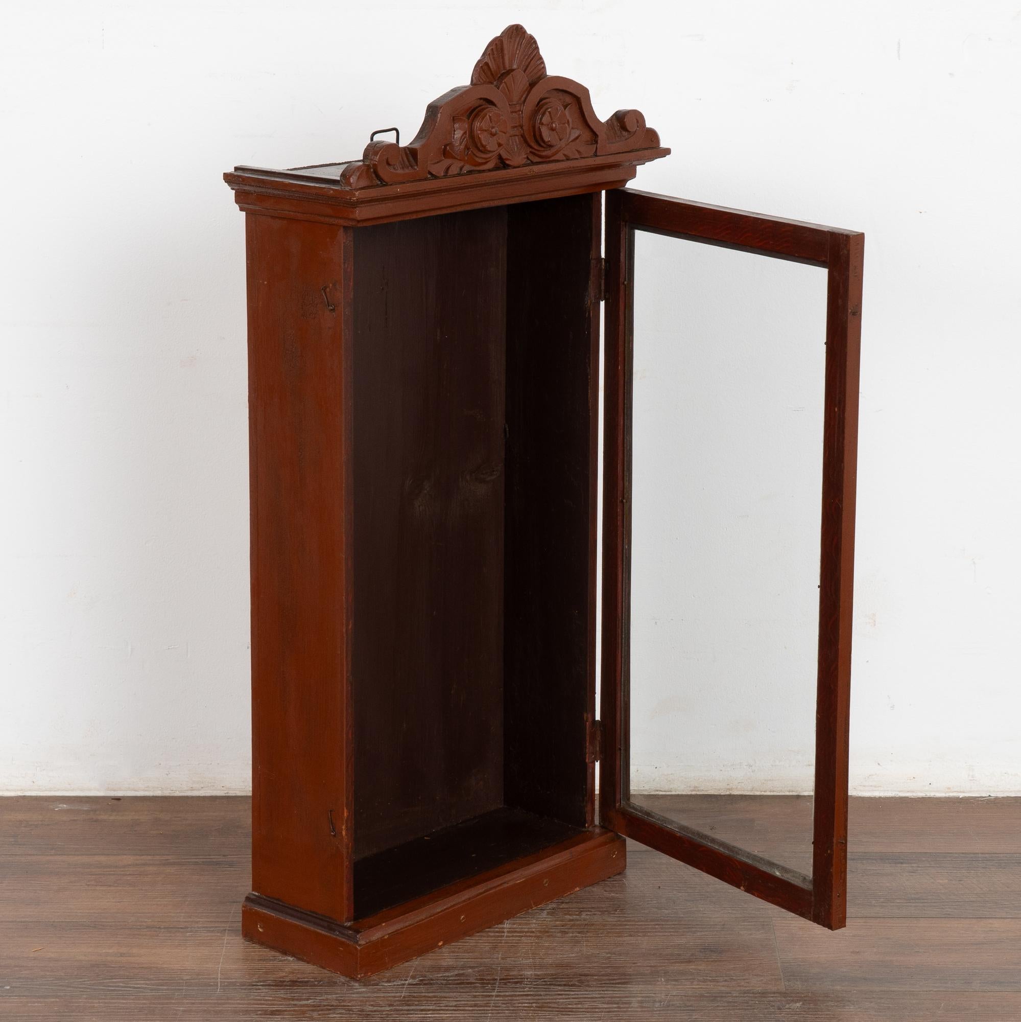Country Narrow Hanging Wall Cabinet Cupboard, Hungary circa 1900 For Sale