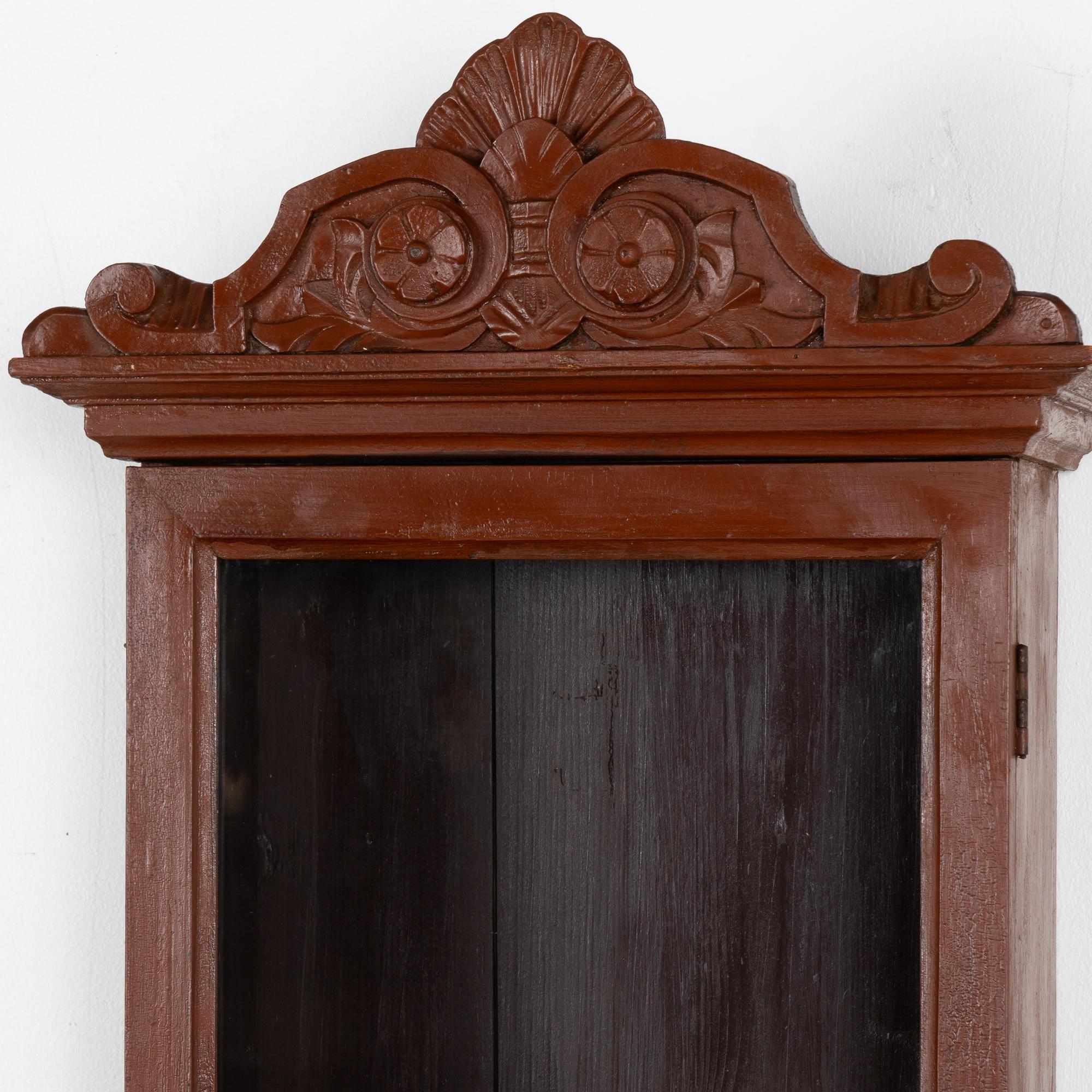 Narrow Hanging Wall Cabinet Cupboard, Hungary circa 1900 In Good Condition For Sale In Round Top, TX