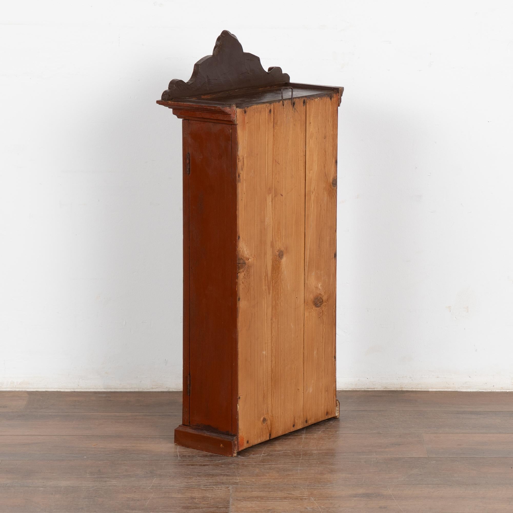 Glass Narrow Hanging Wall Cabinet Cupboard, Hungary circa 1900 For Sale