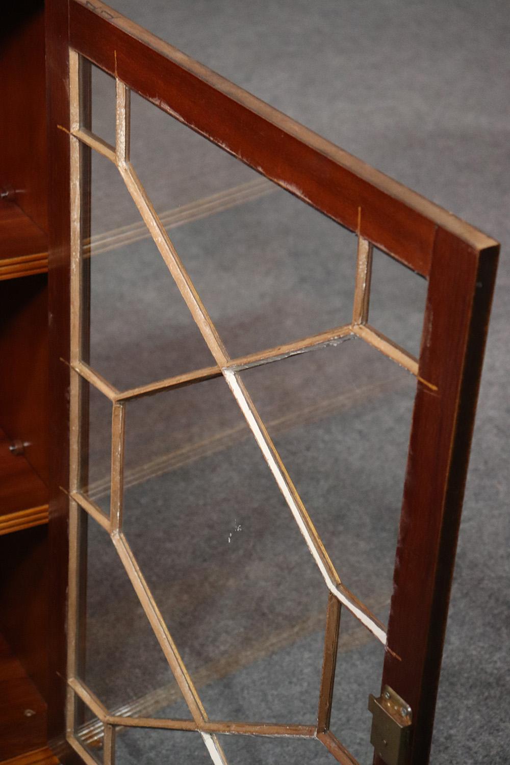 Narrow Inlaid English-Made Georgian Walnut Secretary Desk with Leather Desk 3