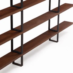 Narrow Iron and Oak Étagère, Belgium, C 1970 — Architect-Designed.