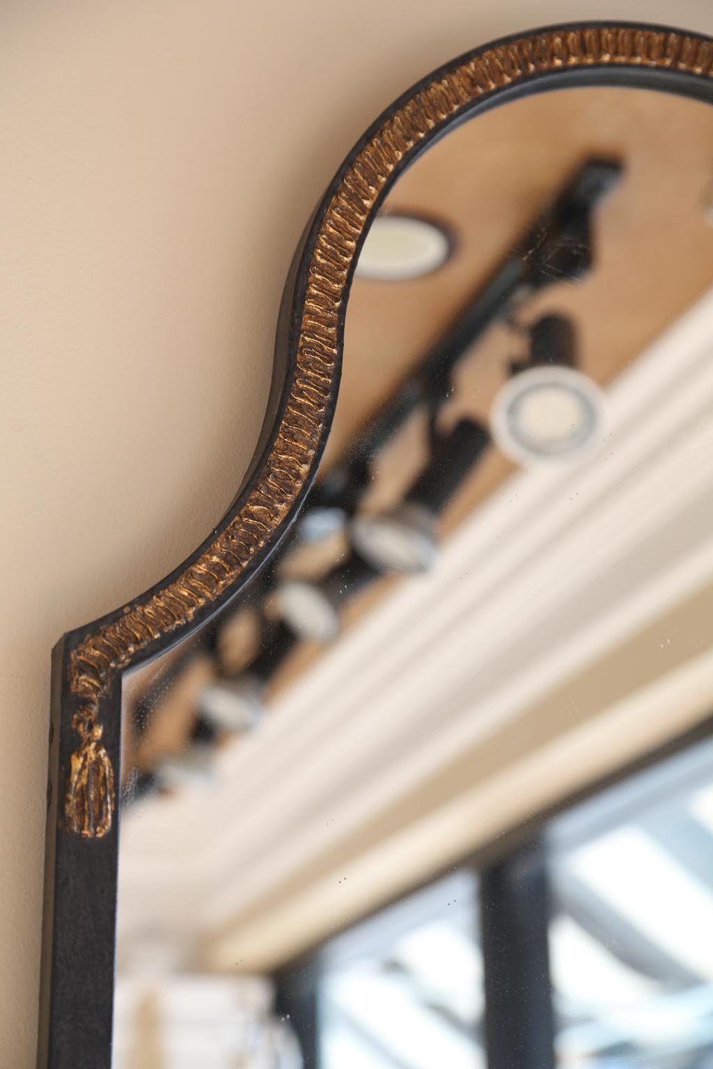 Late 20th Century Narrow Iron Mirror with Gilt Rope Detail