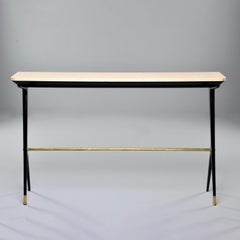 Narrow Italian Ebonised Console with Bleached Bird's-Eye Maple Top