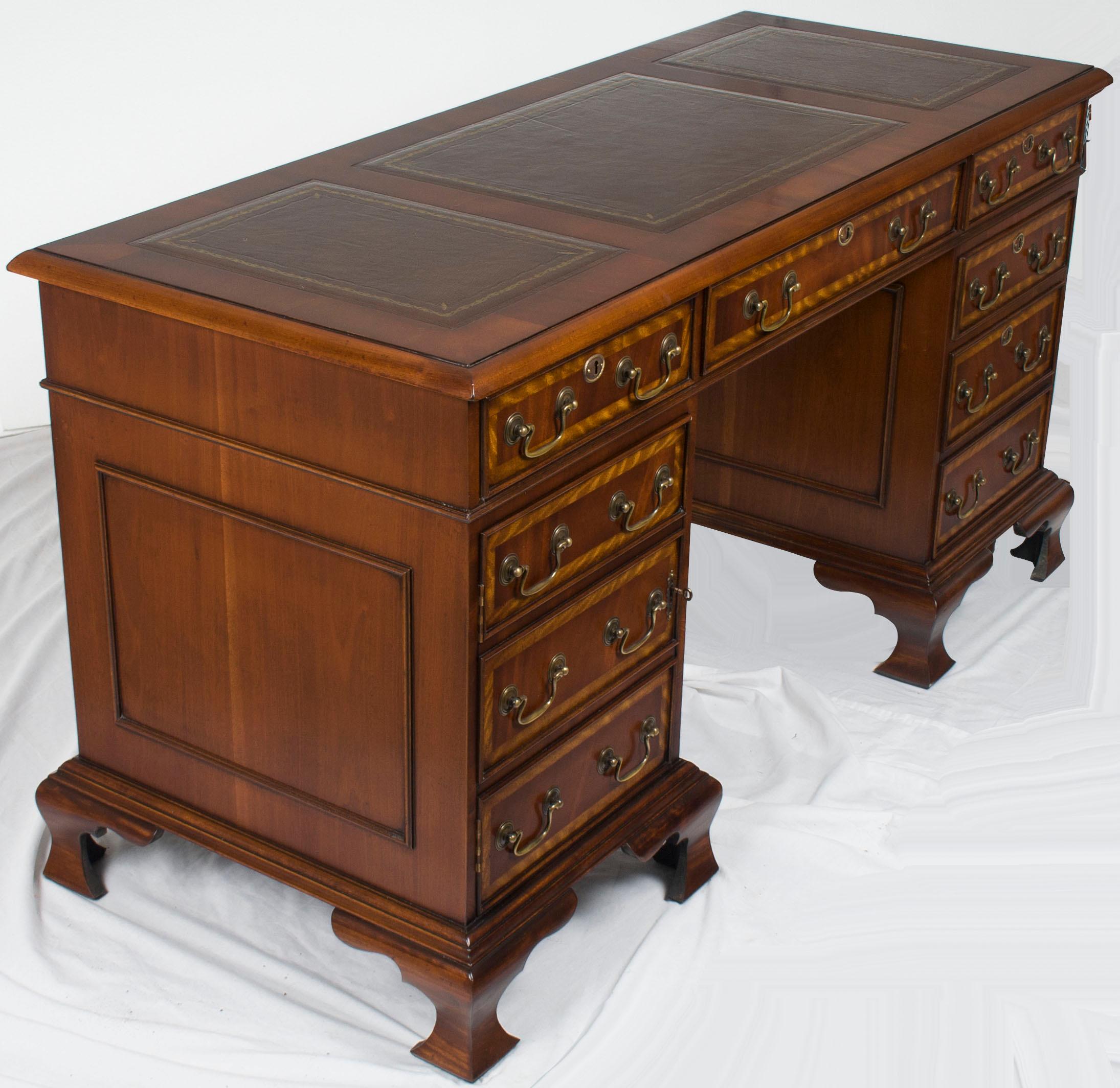 Narrow Leather Top Pedestal Desk Credenza with File Drawer and Computer Cabinet 2