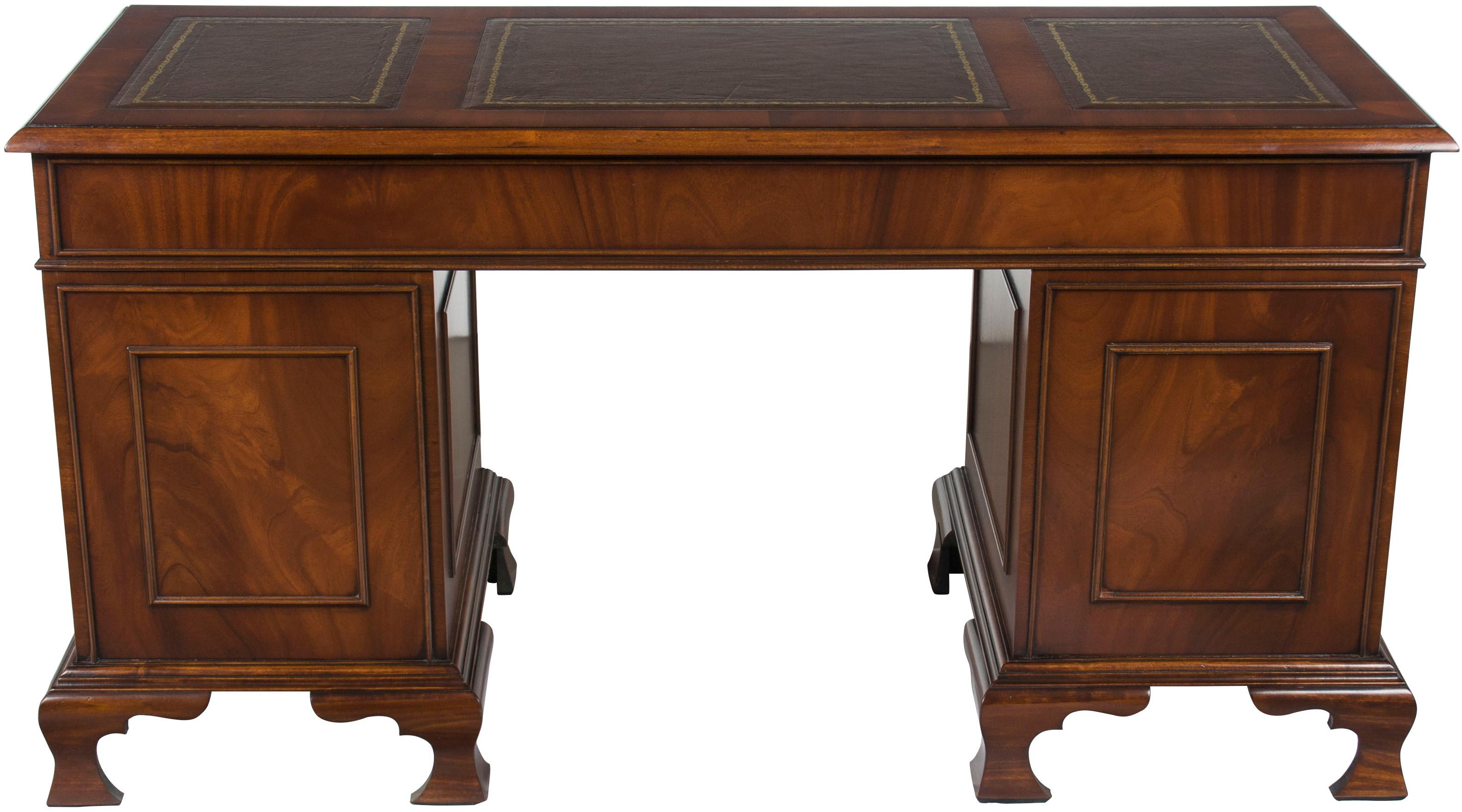 Narrow Leather Top Pedestal Desk Credenza with File Drawer and Computer Cabinet 3