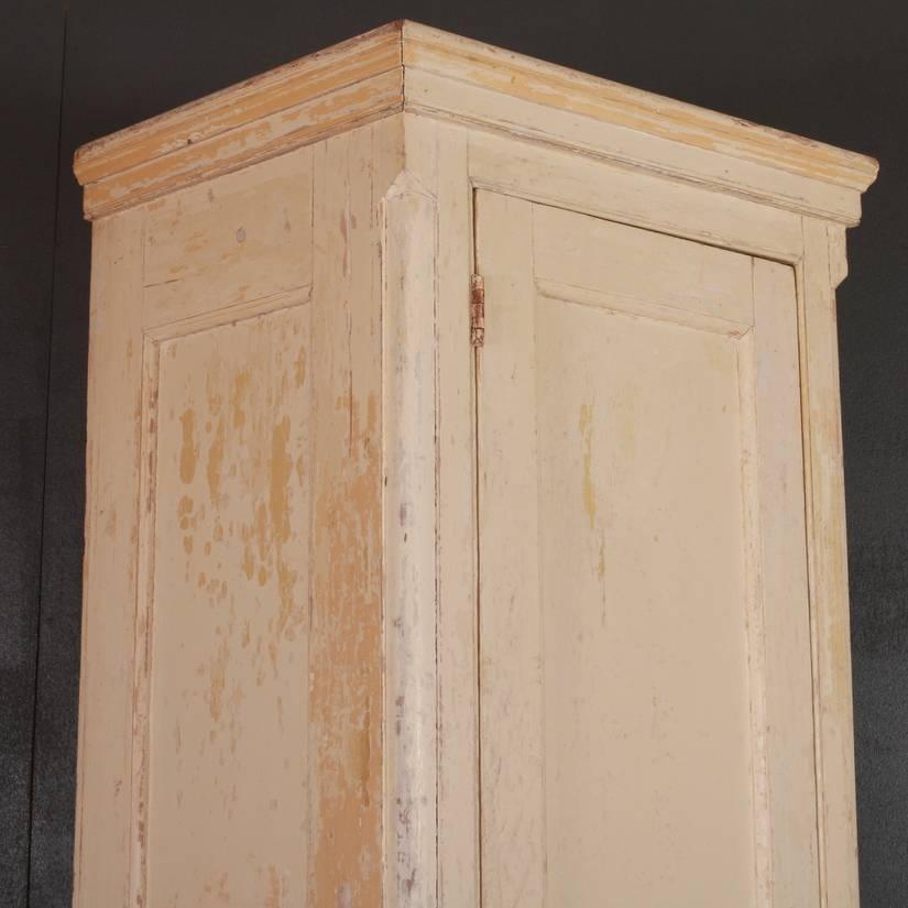 19th century original painted narrow linen cupboard, 1890

Dimensions:
27 inches (69 cms) wide
20 inches (51 cms) deep
92.5 inches (235 cms) high.

 