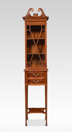 Narrow Mahogany Inlaid Display Bookcase