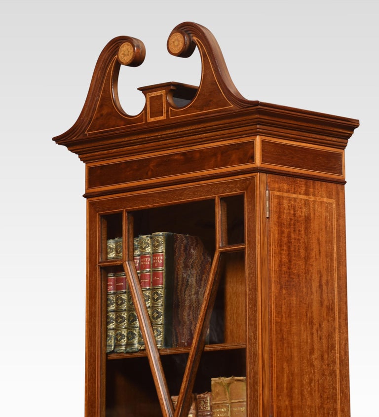 Narrow Mahogany Inlaid Display Bookcase For Sale at 1stDibs