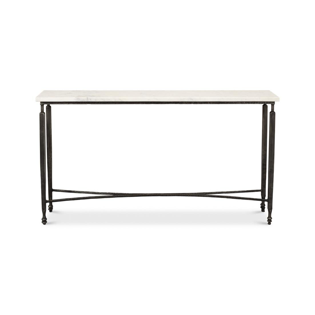 Indian Narrow Minimalist Marble Top Console Table For Sale