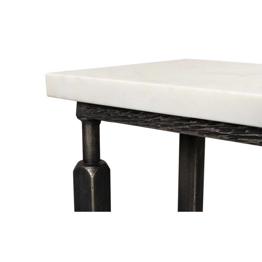 Narrow Minimalist Marble Top Console Table For Sale 1
