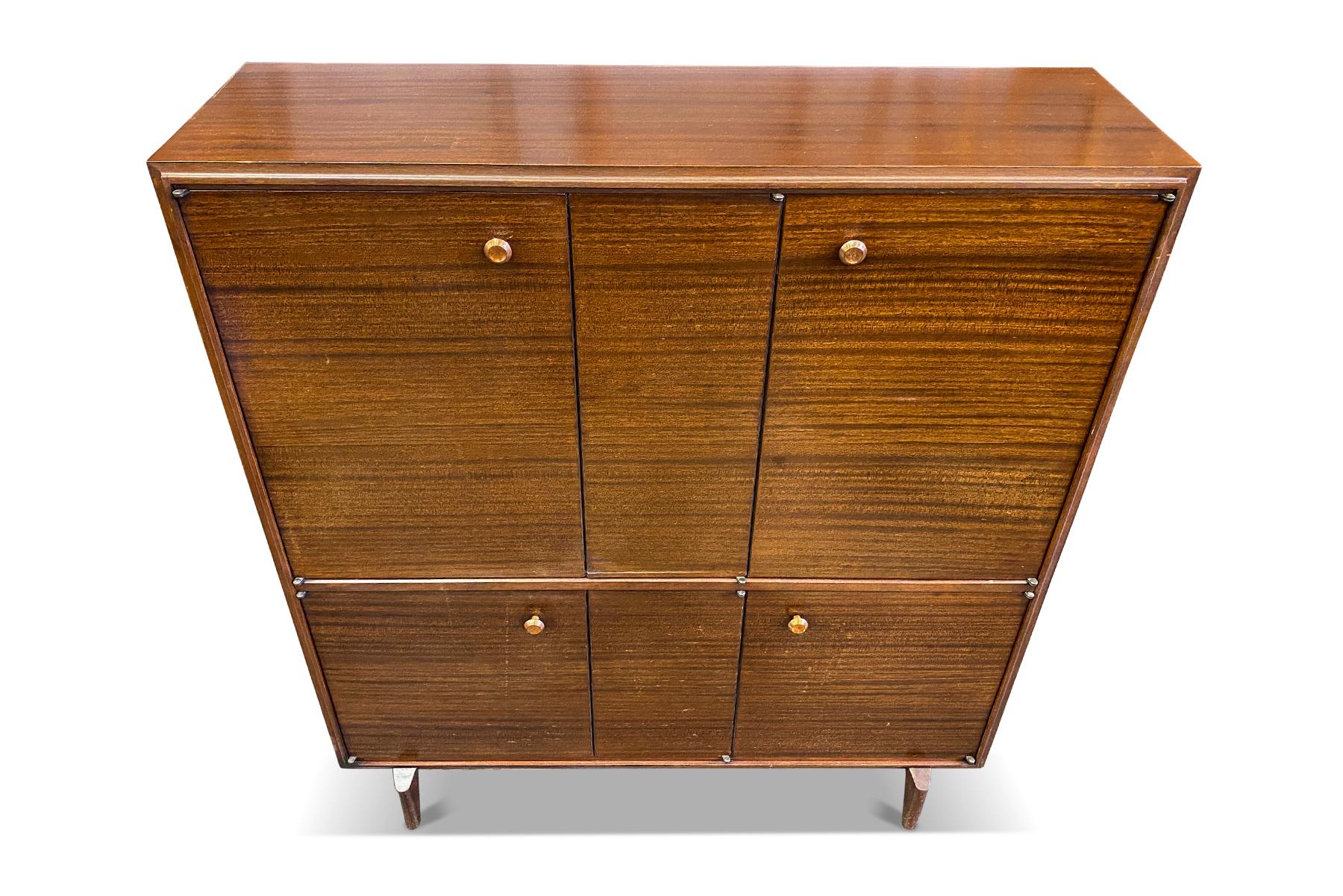 Origin: England
Designer: Robert Heritage
Manufacturer: Beaver + Tapley
Era: 1960s
Dimensions: 36? wide x 11? deep x 40? tall

Restoration includes:
• Structural + joint repair (if necessary) on all joints
• Full exterior refinish in lacquer