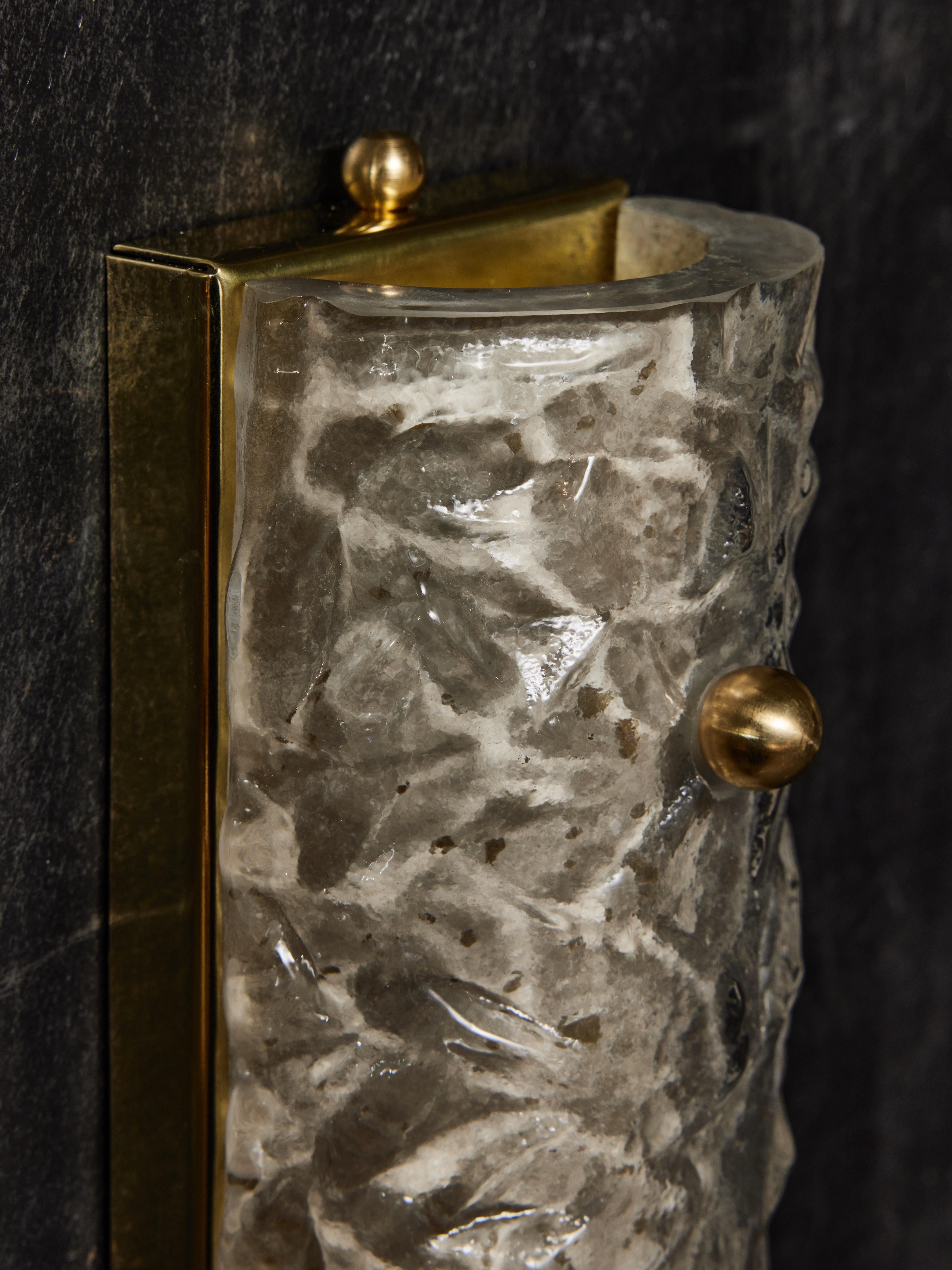 Apliques estrechos de cristal de Murano y latón Latón en venta